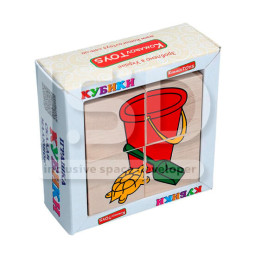 Кубики Составь рисунок Игрушки 4 штуки